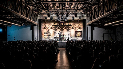 Markus Krebs im Bürgersaal in Stroetmanns Fabrik